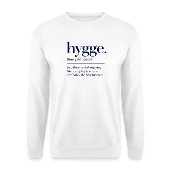 hygge - Definition - Dänemark - Denmark - Unisex Pullover - Weiß - Vorne - Alina (178cm) & Michal (187cm)