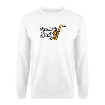 Saxophonist Jazzmusiker Saxophonist Kunst - Unisex Pullover - Weiß - Vorne - Alina (178cm) & Michal (187cm)