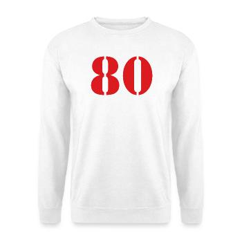 80. 80 JAHRE. 80. JUBILÄUM. 80-JAHRES-JUBILÄUM. - Unisex Pullover - Weiß - Vorne - Alina (178cm) & Michal (187cm)