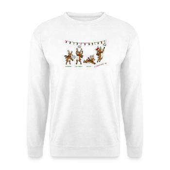 Volleyball Weihnachten Rentiere Lustiges Geschenk - Unisex Pullover - Weiß - Vorne - Alina (178cm) & Michal (187cm)