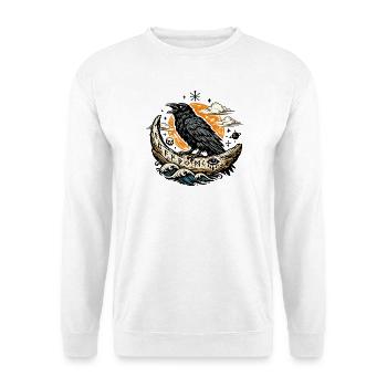 Rabenmond und Flammender Mond - Unisex Pullover - Weiß - Vorne - Alina (178cm) & Michal (187cm)
