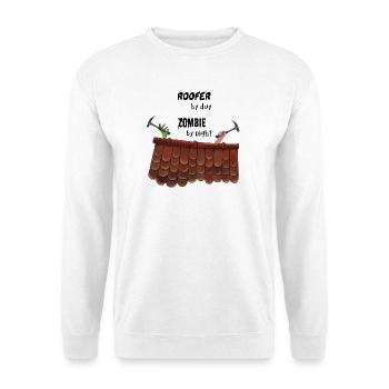 Roofer by day Zombie by night - Zombiehand - Unisex Pullover - Weiß - Vorne - Alina (178cm) & Michal (187cm)