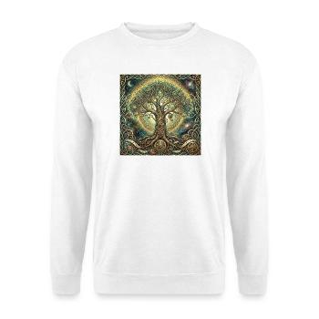 Zeitbaum und Nebel - Unisex Pullover - Weiß - Vorne - Alina (178cm) & Michal (187cm)