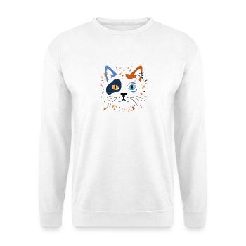 Katze Abstrakt Kunst Modern Katzenliebe T-Shirt - Unisex Pullover - Weiß - Vorne - Alina (178cm) & Michal (187cm)