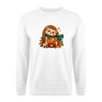 Igel-Herbst-Kürbis Halloween - Unisex Pullover - Weiß - Vorne - Alina (178cm) & Michal (187cm)