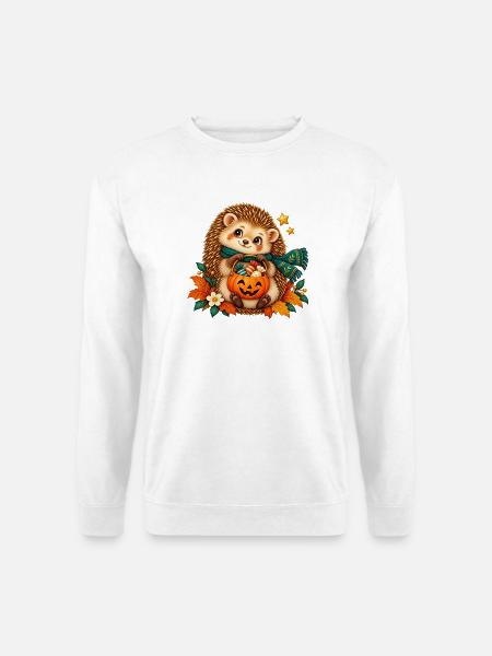 Igel-Herbst-Kürbis Halloween - Unisex Pullover - Weiß
