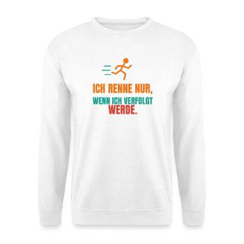 Ich renne nur, wenn ich verfolgt werde - Unisex Pullover - Weiß - Vorne - Alina (178cm) & Michal (187cm)