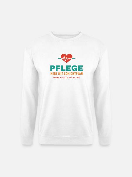 Pflege – Herz mit Schichtplan - Unisex Pullover - Weiß