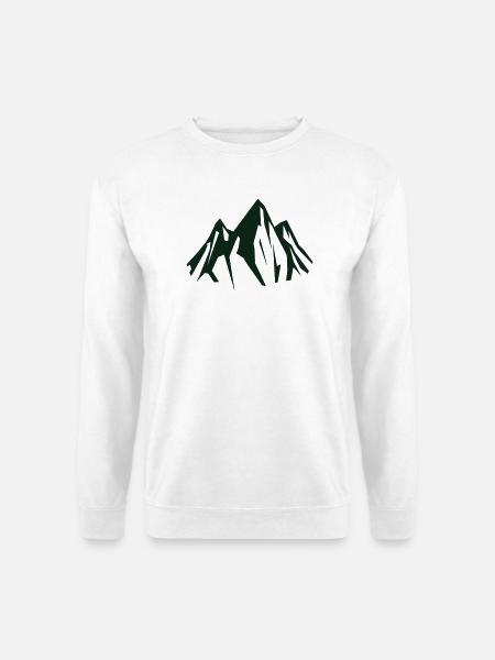 Dunkle Bergsilhouette in Grün - Unisex Pullover - Weiß