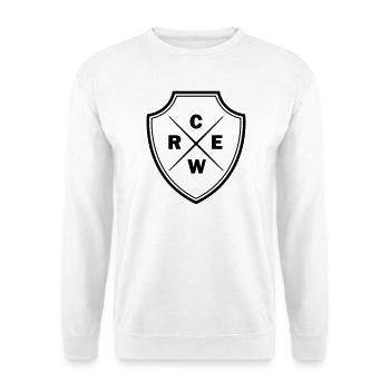 Crew Logo - Unisex Pullover - Weiß - Vorne - Alina (178cm) & Michal (187cm)