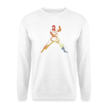 Karate Vintage Look - Unisex Pullover - Weiß - Vorne - Alina (178cm) & Michal (187cm)