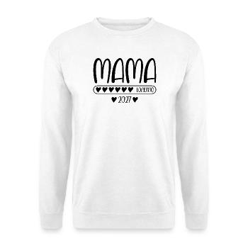 Mama 2027 Loading Baby Schwangerschaft verkünden - Unisex Pullover - Weiß - Vorne - Alina (178cm) & Michal (187cm)