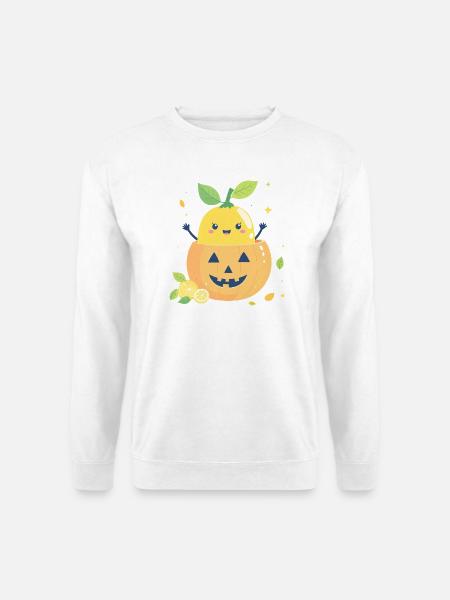 Zitrone im Halloween-Kürbis - Unisex Pullover - Weiß