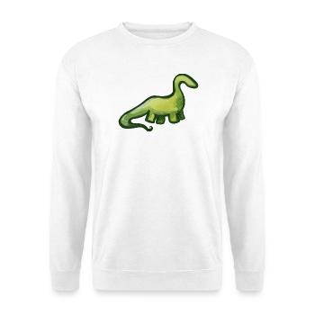 Salbeigrüner Aquarell-Dino - Unisex Pullover - Weiß - Vorne - Alina (178cm) & Michal (187cm)
