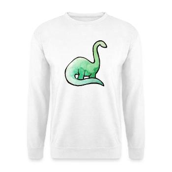 Smaragdgrünes Dino-Aquarell - Unisex Pullover - Weiß - Vorne - Alina (178cm) & Michal (187cm)