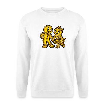 Pfefferkuchen Weihnachten Liebe - Unisex Pullover - Weiß - Vorne - Alina (178cm) & Michal (187cm)
