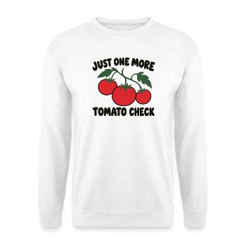 Tomatenanbausucht – lustiges Gartenzitat - Unisex Pullover - Weiß - Vorne - Alina (178cm) & Michal (187cm)