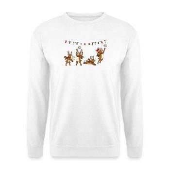 Volleyball Weihnachten Rentiere Wichtelgeschenk - Unisex Pullover - Weiß - Vorne - Alina (178cm) & Michal (187cm)