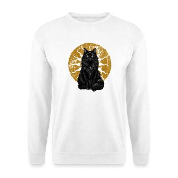 Schwarze Katze Magical Mond Mystisch Cottagecore - Unisex Pullover - Weiß - Vorne - Alina (178cm) & Michal (187cm)
