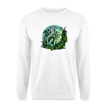 Tea Rex - Türkis -  (NO AI / Ohne KI) - Unisex Pullover - Weiß - Vorne - Alina (178cm) & Michal (187cm)