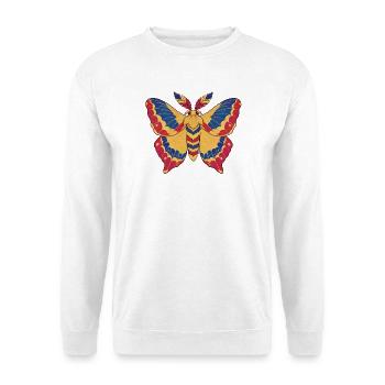Prismatischer Rumänischer Falter - Unisex Pullover - Weiß - Vorne - Alina (178cm) & Michal (187cm)