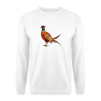 Stehender Fasan - Unisex Pullover - Weiß - Vorne - Alina (178cm) & Michal (187cm)
