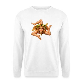 Sizilianische Trinacria - Unisex Pullover - Weiß - Vorne - Alina (178cm) & Michal (187cm)