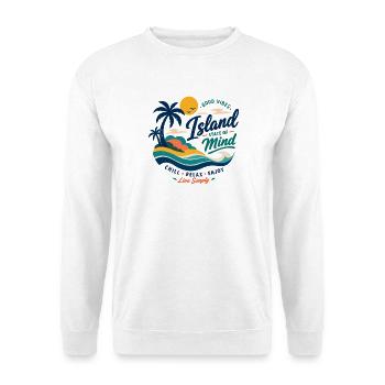 Island Mind – Gute Vibes Insel - Unisex Pullover - Weiß - Vorne - Alina (178cm) & Michal (187cm)