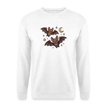 Fledermäuse mit dem Mond - Unisex Pullover - Weiß - Vorne - Alina (178cm) & Michal (187cm)