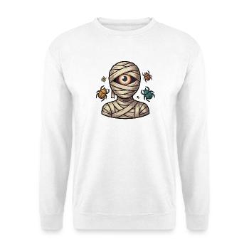 Einäugige Mumie unter den bunten Insekten - Unisex Pullover - Weiß - Vorne - Alina (178cm) & Michal (187cm)