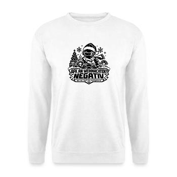 Gamer Weihnachten: AFK? Negativ! Lustiges Geschenk - Unisex Pullover - Weiß - Vorne - Alina (178cm) & Michal (187cm)