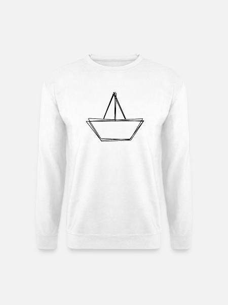 Papierboot handgezeichnet - Unisex Pullover - Weiß