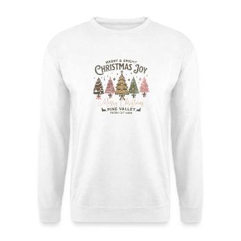 Merry Christmas Joy Tannenbaum Vintage Geschenk - Unisex Pullover - Weiß - Vorne - Alina (178cm) & Michal (187cm)