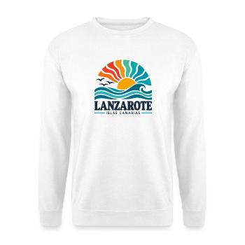 Lanzarote - Islas Canarias - Kanaren - Spanien - Unisex Pullover - Weiß - Vorne - Alina (178cm) & Michal (187cm)