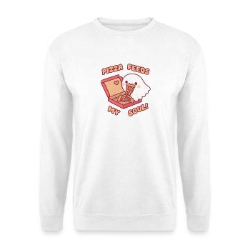 Pizza füttert meine Seele süßer Geist liebt es, Pizza zu essen - Unisex Pullover - Weiß - Vorne - Alina (178cm) & Michal (187cm)