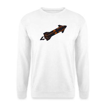 Raumschiff Rakete Silhouette - Unisex Pullover - Weiß - Vorne - Alina (178cm) & Michal (187cm)