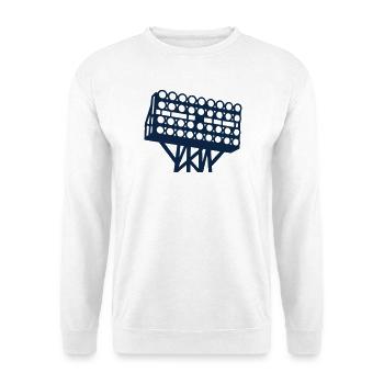 Stadion Flutlicht Grafik - Unisex Pullover - Weiß - Vorne - Alina (178cm) & Michal (187cm)