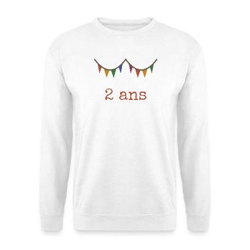 2. 2 JAHRE - Unisex Pullover - Weiß - Vorne - Alina (178cm) & Michal (187cm)