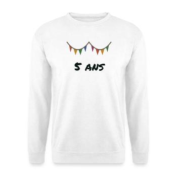 5 JAHRE. 5. JUBILÄUM. 5-JÄHRIGES JUBILÄUM - Unisex Pullover - Weiß - Vorne - Alina (178cm) & Michal (187cm)