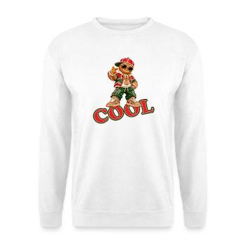 Cooles Lebkuchenmännchen mit COOL-Schriftzug - Unisex Pullover - Weiß - Vorne - Alina (178cm) & Michal (187cm)