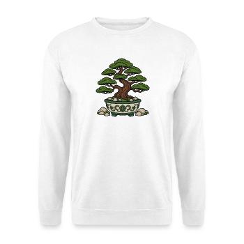Bonsai Baum Schale Steine Zen Natur Vektor Shirt - Unisex Pullover - Weiß - Vorne - Alina (178cm) & Michal (187cm)