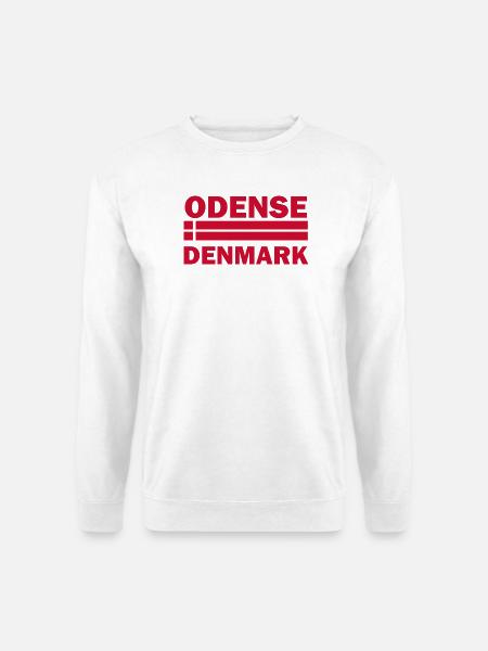Odense, Dänemark Gestreifte Flagge - Unisex Pullover - Weiß