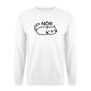 Nö Lustige Faule Katze - Unisex Pullover - Weiß - Vorne - Alina (178cm) & Michal (187cm)