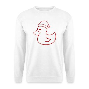 Weihnachtsente Silhouette mit Mütze - Unisex Pullover - Weiß - Vorne - Alina (178cm) & Michal (187cm)