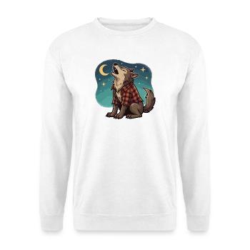 Werwolf im karierten Hemd - Unisex Pullover - Weiß - Vorne - Alina (178cm) & Michal (187cm)