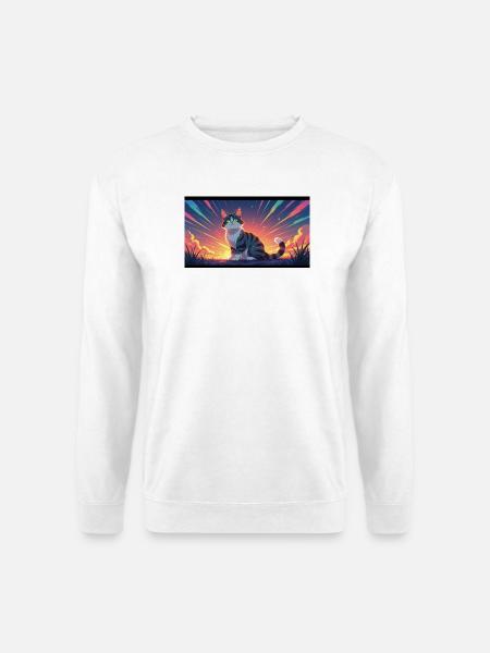 Katze im Abendlicht - Unisex Pullover - Weiß