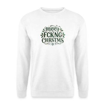 Merry Chrstms – frecher Weihnachtsspruch - Unisex Pullover - Weiß - Vorne - Alina (178cm) & Michal (187cm)
