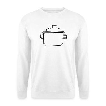 Kochtopf handgezeichnet - Unisex Pullover - Weiß - Vorne - Alina (178cm) & Michal (187cm)