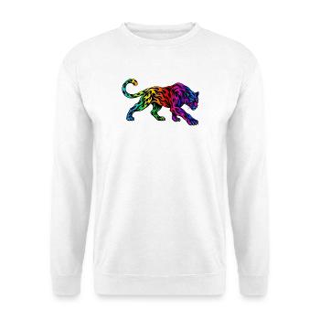 Stammes-Regenbogenpanther - Unisex Pullover - Weiß - Vorne - Alina (178cm) & Michal (187cm)