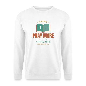 Pray More Worry Less – Philippians 4:6 - Unisex Pullover - Weiß - Vorne - Alina (178cm) & Michal (187cm)